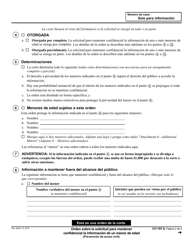 Formulario CH-165 Orden Sobre La Solicitud Para Mantener Confidencial La Informacion De Un Menor De Edad - California (Spanish), Page 2