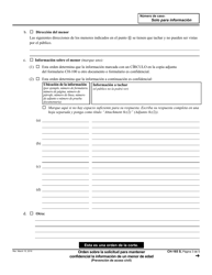 Formulario CH-165 Orden Sobre La Solicitud Para Mantener Confidencial La Informacion De Un Menor De Edad - California (Spanish), Page 3