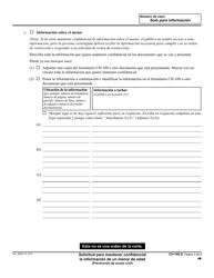 Formulario CH-160 Solicitud Para Mantener Confidencial La Informacion De Un Menor De Edad - California (Spanish), Page 3