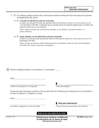Formulario CH-160 Solicitud Para Mantener Confidencial La Informacion De Un Menor De Edad - California (Spanish), Page 6