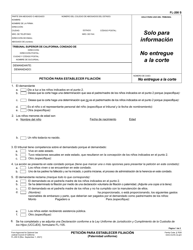 Formulario FL-200 &quot;Peticion Para Establecer Filiacion&quot; - California (Spanish)