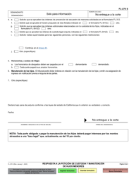 Formulario FL-270 Respuesta a La Peticion De Custodia Y Manutencion De Hijos Menores - California (Spanish), Page 2