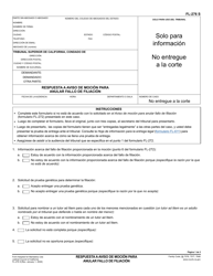 Document preview: Formulario FL-276 Respuesta a Aviso De Mocion Para Anular Fallo De Filiacion - California (Spanish)