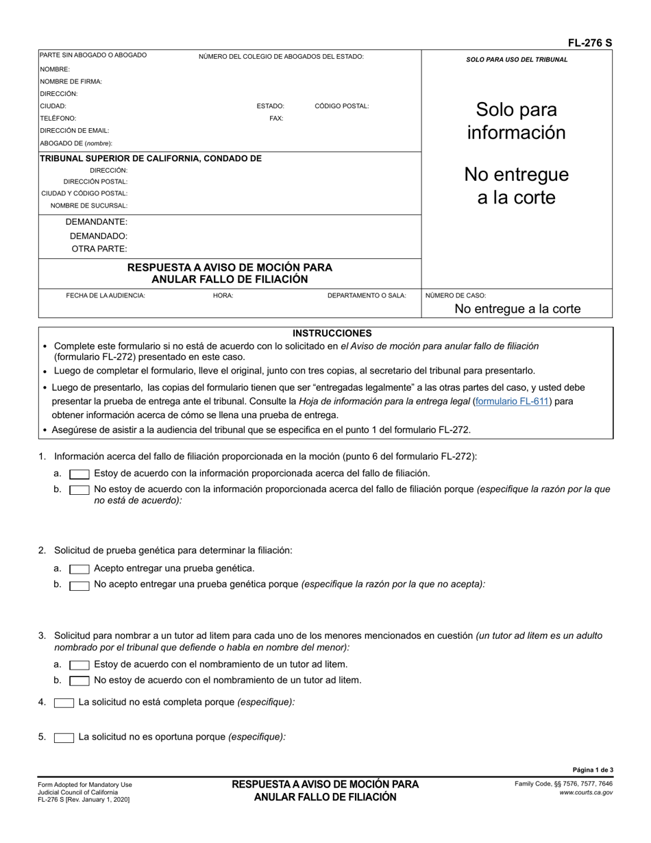 Formulario FL-276 - Fill Out, Sign Online and Download Printable PDF ...