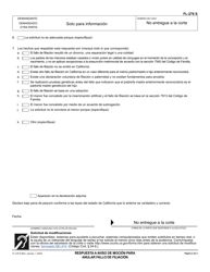 Formulario FL-276 Respuesta a Aviso De Mocion Para Anular Fallo De Filiacion - California (Spanish), Page 2