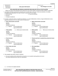 Document preview: Formulario FL-273 Declaracion Que Respalda Mocion Para Anular Un Fallo De Filiacion - California (Spanish)