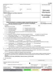 Document preview: Formulario FL-290 Orden Posterior a La Audiencia Sobre Una Mocion Para Anular Una Declaracion Voluntaria De Filiacion O Paternidad - California (Spanish)