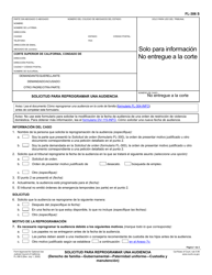 Document preview: Formulario FL-306 Solicitud Para Reprogramar Una Audiencia - California (Spanish)