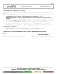 Formulario FL-306 Solicitud Para Reprogramar Una Audiencia - California (Spanish), Page 2