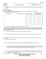 Formulario FL-278 Orden Posterior a La Audiencia Sobre La Mocion Para Anular Fallo De Filiacion - California (Spanish), Page 2