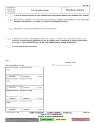 Formulario FL-278 Orden Posterior a La Audiencia Sobre La Mocion Para Anular Fallo De Filiacion - California (Spanish), Page 3