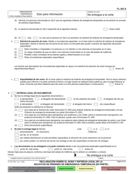 Formulario FL-303 Declaracion Sobre El Aviso Y Entrega Legal De La Solicitud De Ordenes De Emergencia Temporales (Ex Parte) - California (Spanish), Page 2