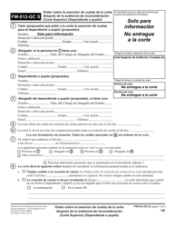 Document preview: Formulario FW-012-GC Orden Sobre La Exencion De Cuotas De La Corte Despues De La Audiencia De Reconsideracion (Corte Superior) (Dependiente O Pupilo) - California (Spanish)
