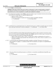 Formulario FW-003 Orden Sobre La Exencion De Cuotas De La Corte (Corte Superior) - California (Spanish), Page 2