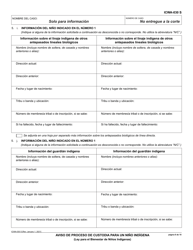 Formulario ICWA-030 Aviso De Proceso De Custodia Para Un Nino Indigena - California (Spanish), Page 6