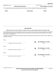 Formulario ICWA-030 Aviso De Proceso De Custodia Para Un Nino Indigena - California (Spanish), Page 8
