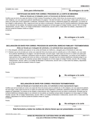 Formulario ICWA-030 Aviso De Proceso De Custodia Para Un Nino Indigena - California (Spanish), Page 9