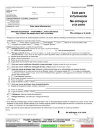 Document preview: Formulario JV-310 Prueba De Entrega - Conforme a La Seccion 366.26 Del Codigo De Bienestar E Instituciones - California (Spanish)
