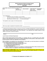 Application for Optometry Programs - Wiche Professional Student Exchange Program - Colorado, Page 2