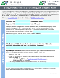 Concurrent Enrollment Course Request &amp; Decline Form - Colorado