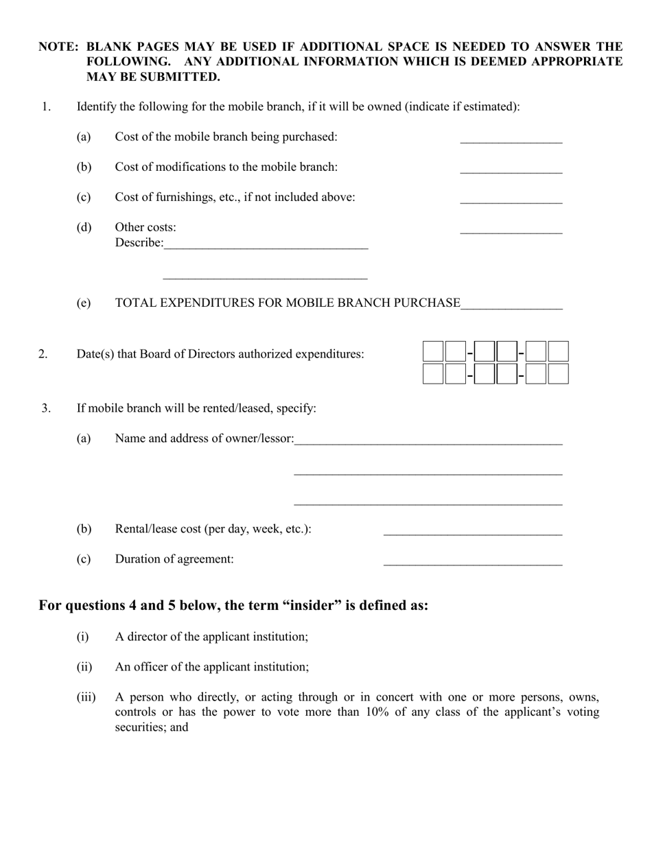 Application to Establish a Mobile Branch - Connecticut, Page 2
