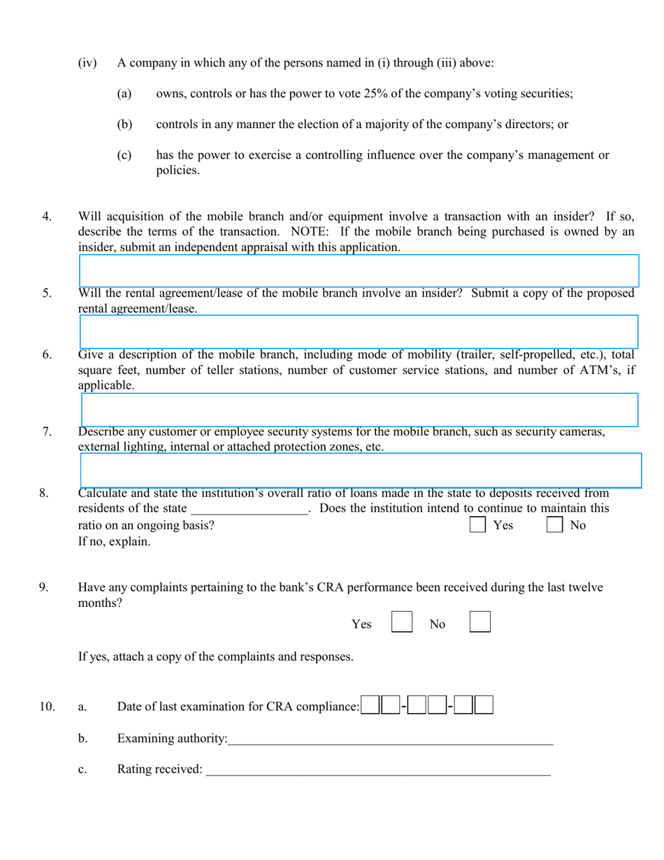 Application to Establish a Mobile Branch - Connecticut, Page 3