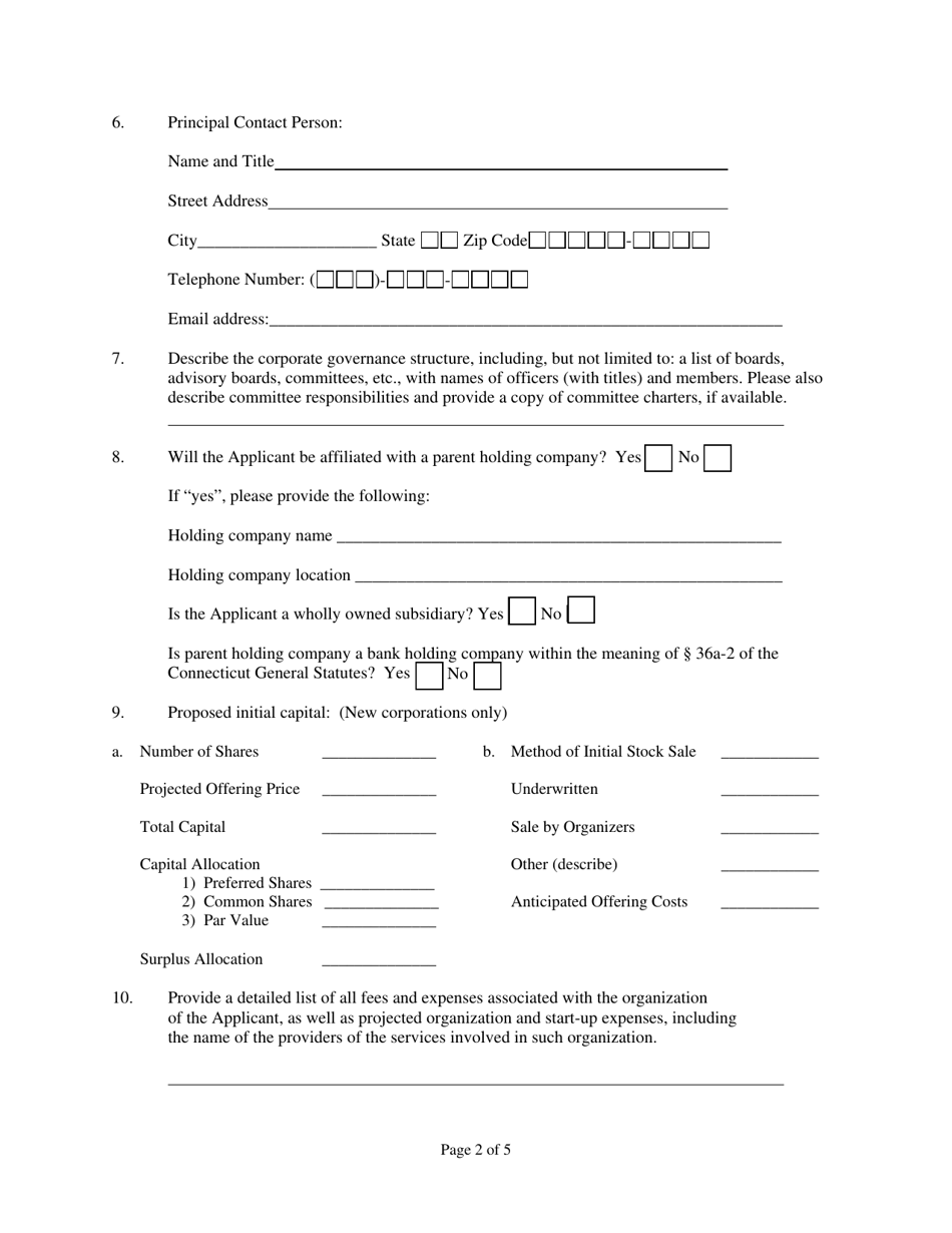 Application for a License to Be an International Trade and Investment Corporation - Connecticut, Page 2