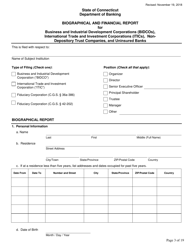 Biographical and Financial Report for Business and Industrial Development Corporations (Bidcos), International Trade and Investment Corporations (Itics), Non-depository Trust Companies, and Uninsured Banks - Connecticut, Page 3