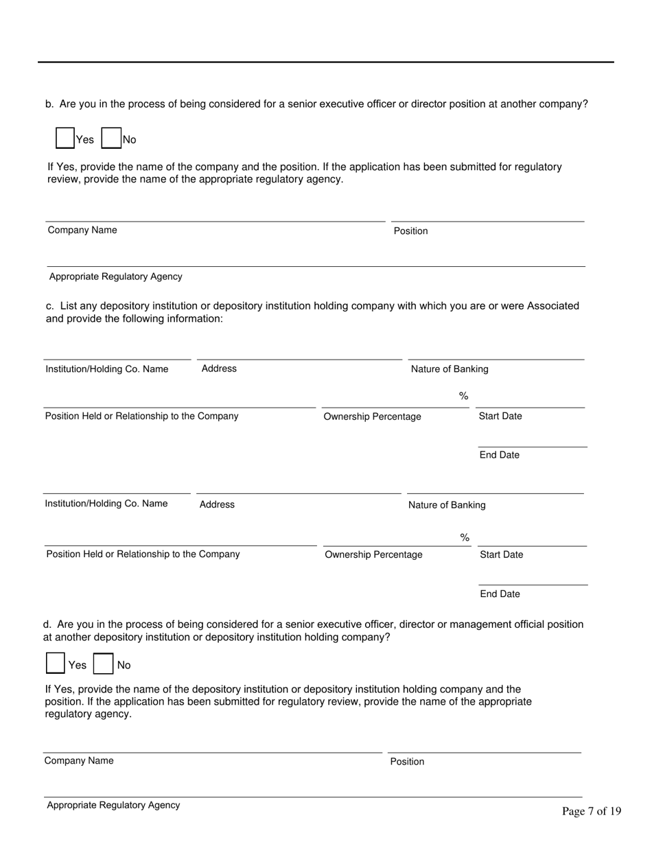 Biographical and Financial Report for Business and Industrial Development Corporations (Bidcos), International Trade and Investment Corporations (Itics), Non-depository Trust Companies, and Uninsured Banks - Connecticut, Page 7