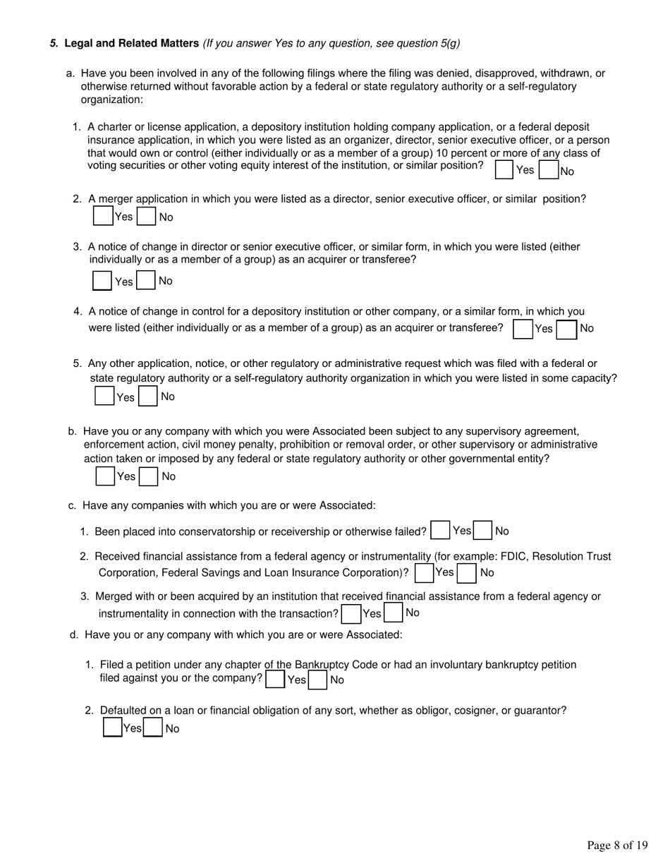 Biographical and Financial Report for Business and Industrial Development Corporations (Bidcos), International Trade and Investment Corporations (Itics), Non-depository Trust Companies, and Uninsured Banks - Connecticut, Page 8