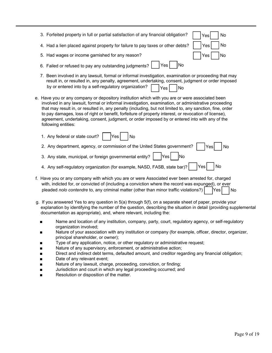 Biographical and Financial Report for Business and Industrial Development Corporations (Bidcos), International Trade and Investment Corporations (Itics), Non-depository Trust Companies, and Uninsured Banks - Connecticut, Page 9