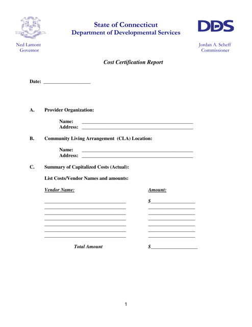 Cost Certification Report - Connecticut Download Pdf