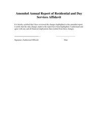 &quot;Amended Annual Report of Residential and Day Services Affidavit&quot; - Connecticut