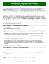 Document preview: Medical Statement for Meal Modifications in Child and Adult Care Food Program (CACFP) Adult Day Care Centers - Connecticut