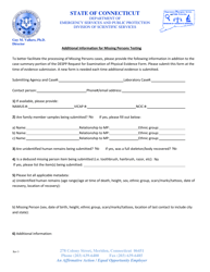 Document preview: Additional Information for Missing Persons Testing - Connecticut