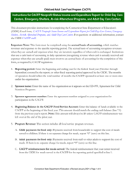 Instructions for CACFP Nonprofit Status Income and Expenditure Report for Child Day Care Centers, Emergency Shelters, at-Risk Afterschool Programs, and Adult Day Care Centers - Connecticut