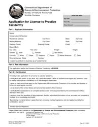 Document preview: Form DEEP-WILD-APP-002 Application for License to Practice Taxidermy - Connecticut
