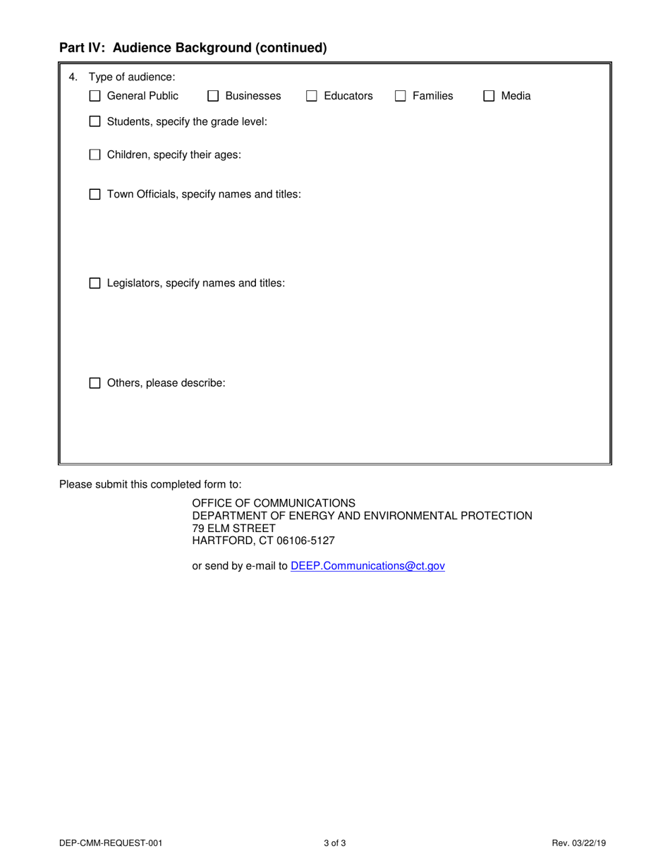 Form DEP-CMM-REQUEST-001 Event Participation Request for Deep Commissioner - Connecticut, Page 3