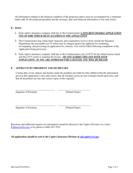 Captive Insurance Company - Application for Admission - Connecticut, Page 7