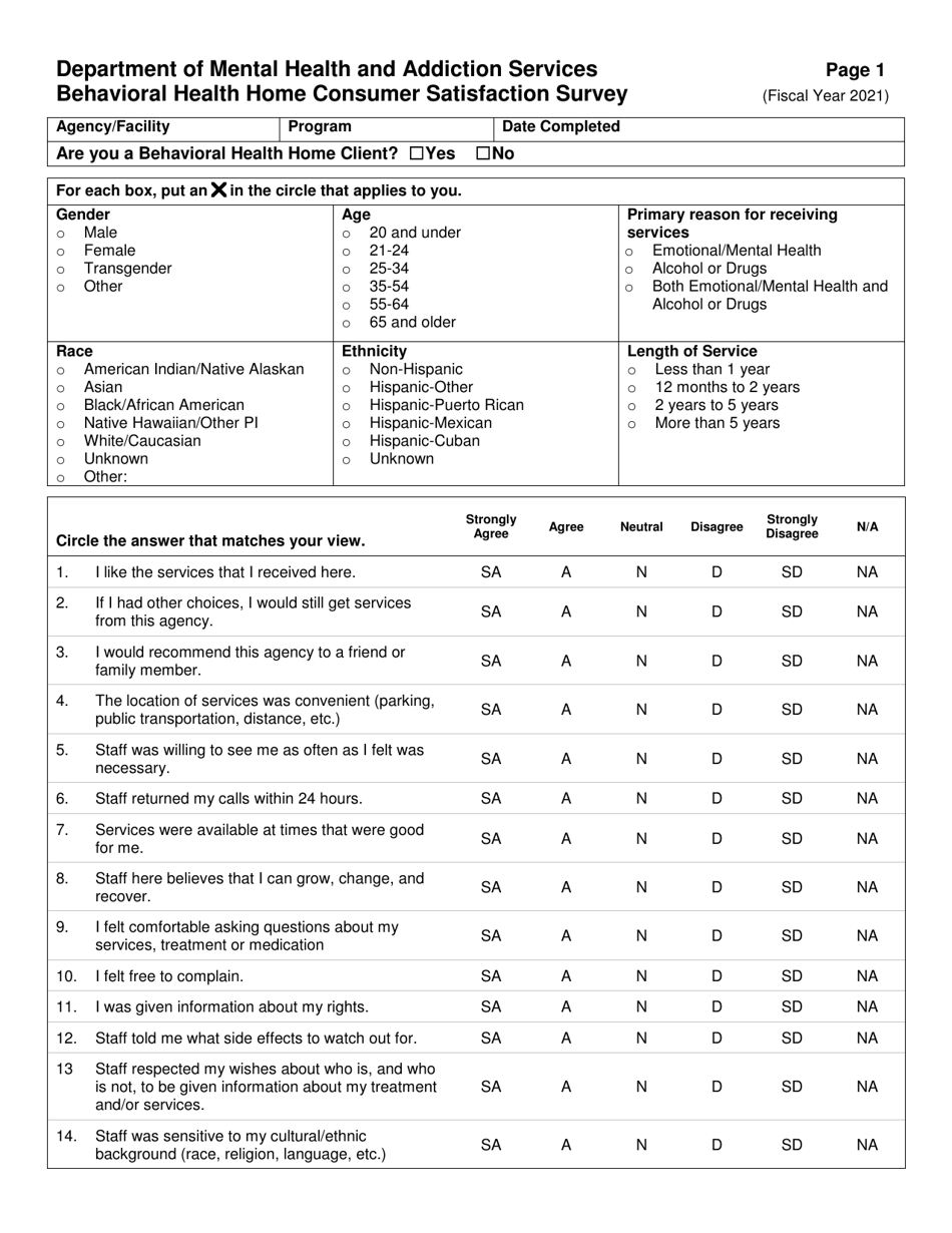 2021 Connecticut Behavioral Health Home Consumer Satisfaction Survey ...