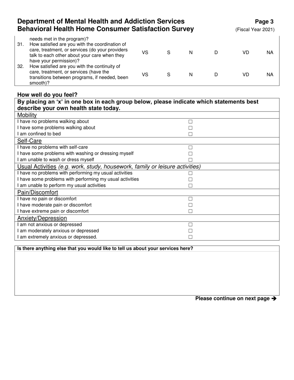 Behavioral Health Home Consumer Satisfaction Survey - Connecticut, Page 3