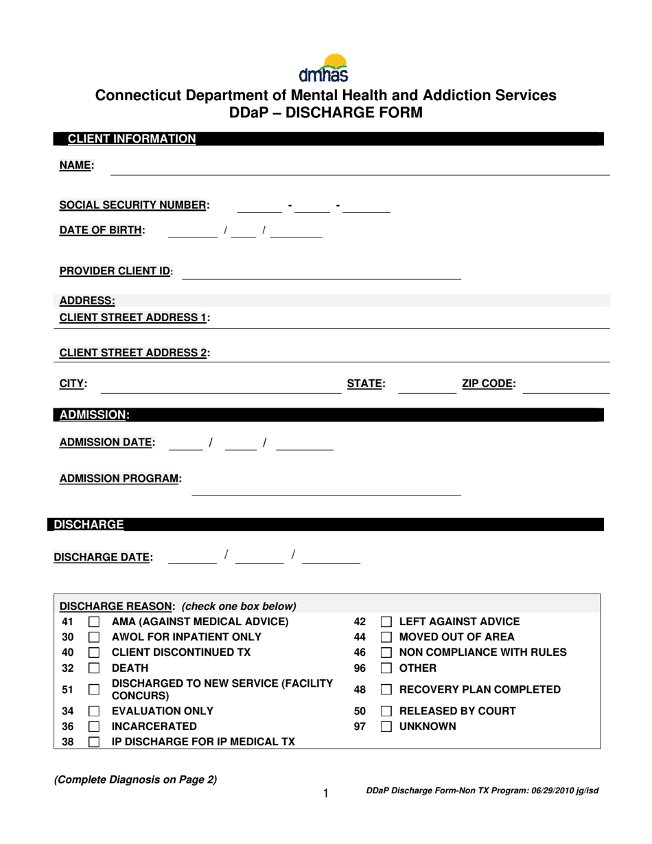 Connecticut Ddap Discharge Form Fill Out Sign Online And Download Pdf Templateroller 9855