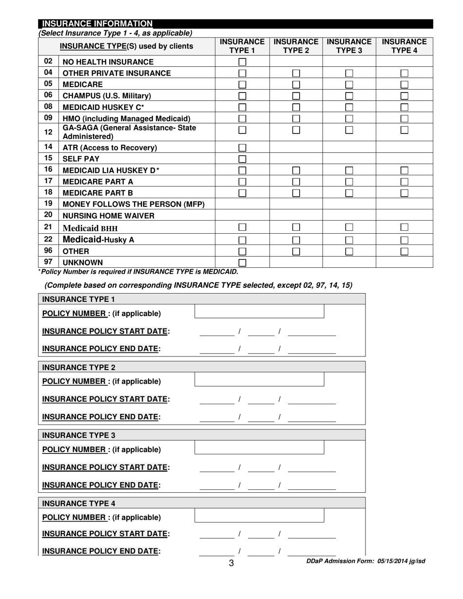 Connecticut Ddap Admission Form Fill Out Sign Online And Download Pdf Templateroller 3539