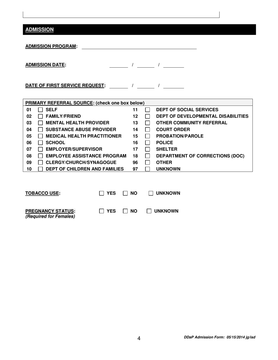 Connecticut Ddap Admission Form Fill Out Sign Online And Download Pdf Templateroller 7538