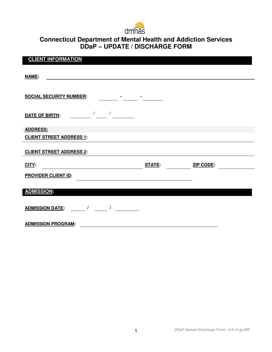 Ddap Update / Discharge Form - Connecticut, Page 1
