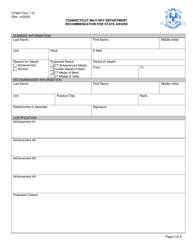 CTMD Form 1-9 Recommendation for State Award - Connecticut, Page 2
