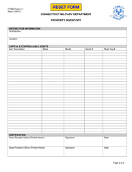 CTMD Form 4-1 &quot;Property Inventory&quot; - Connecticut, Page 2