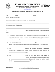 Form B-387 Affidavit of Payment for Totaled Motor Vehicle - Connecticut