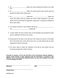 Form B-387 Affidavit of Payment for Totaled Motor Vehicle - Connecticut, Page 2