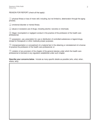 Mandatory Report of Impaired Practitioners - Connecticut, Page 2